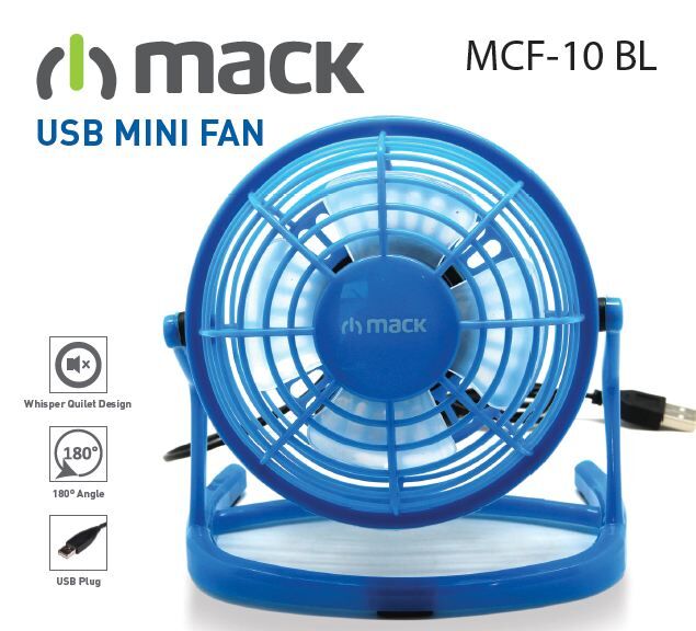 MACK Masaüstü Plastik Mavi USB Mini Fan MCF-10-BL