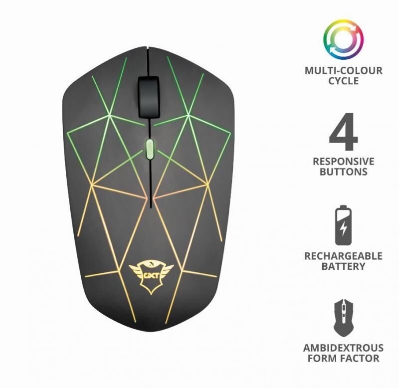 TRUST 22625 GXT117 Strike,1400DPI,Şarj Edilebilir Kablosuz Işıklı Gaming Mouse