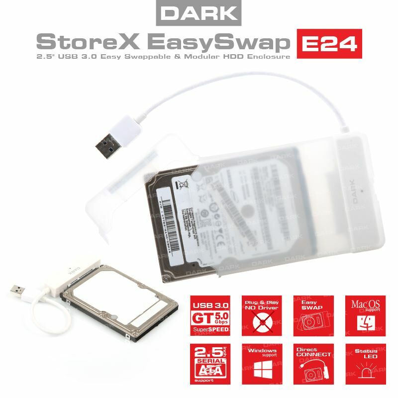 DARK DK-AC-DSE24U3 2.5'' USB3.0 Plastik Kolay Montaj Disk Kutusu