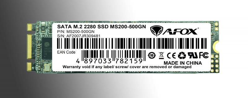 AFOX MS200-500GN SSD 500GB M.2 2280 SATA3 560-500MB/S  3D TLC