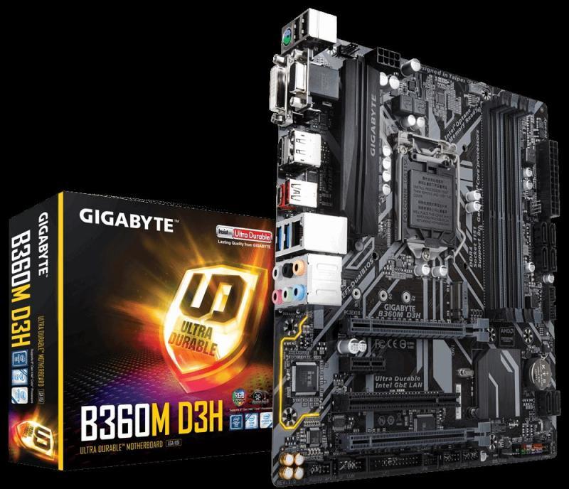GIGABYTE Intel B360 1151 DDR4 2666MHz D-Sub,DVI-D Anakart B360M-D3H