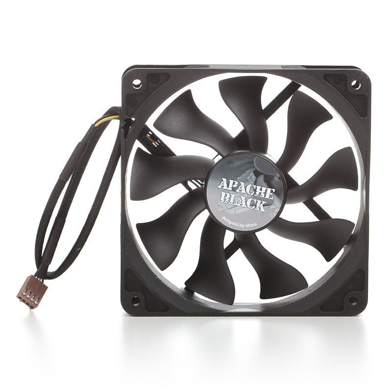 AKASA 120mm APACHE S-Flow Ultra Sessiz Siyah Renkli PWM'li Kasa Fanı