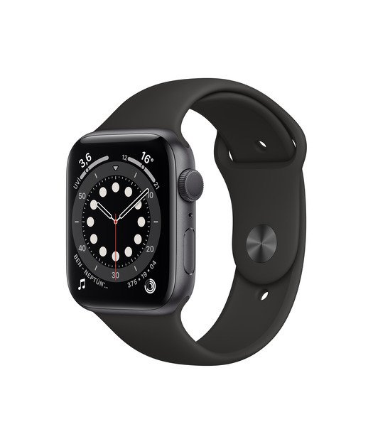 Apple Watch Series 6 GPS 44mm Uzay Grisi Alüminyum Kasa ve Siyah Spor Kordon