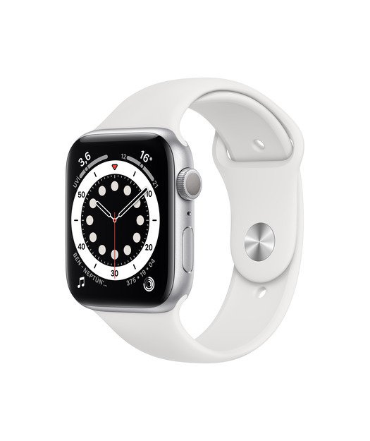 Apple Watch Series 6 GPS 44mm Silver Alüminyum Kasa ve Beyaz Spor Kordon