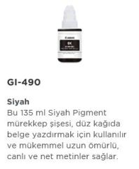 CANON GI-490BK 6000 Sayfa Siyah Tank Kartuş