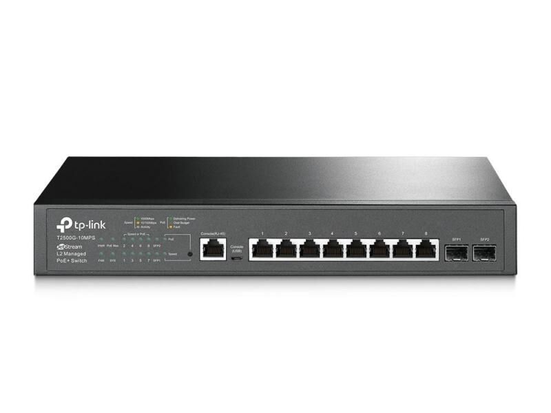 TP-LINK T2500G-10MPS Jetstream 8-Port Gigabit L2 Managed Poe+ Switch With 2 Sfp Slots
