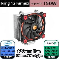 THERMALTAK Riing Silent 12cm Kırmızı Led fanlı CPU Soğutucu İntel LGA2011/1366/115x