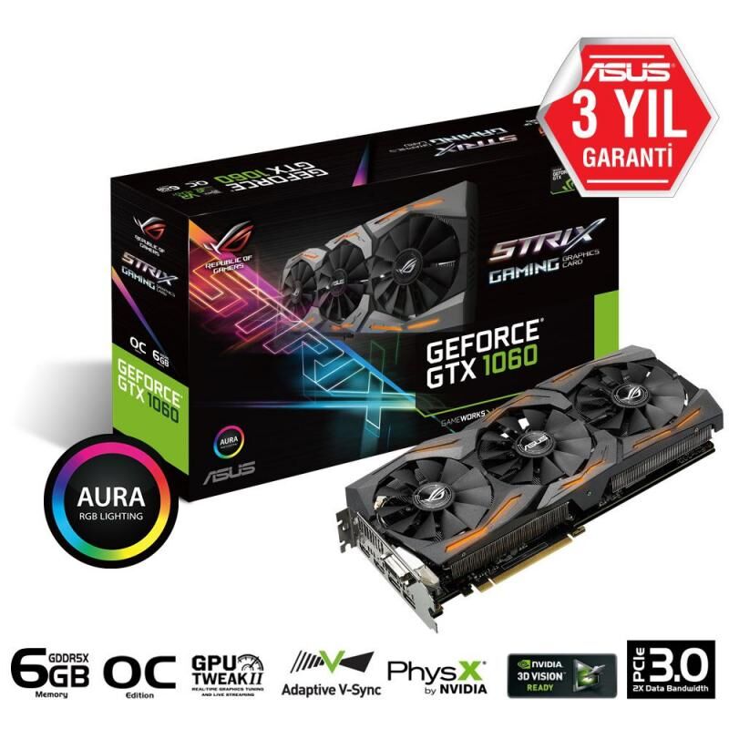 ASUS GTX1060 6GB 192B GDDR5 DVI/HDMI/DP Nvidia Gaming Ekran Kartı