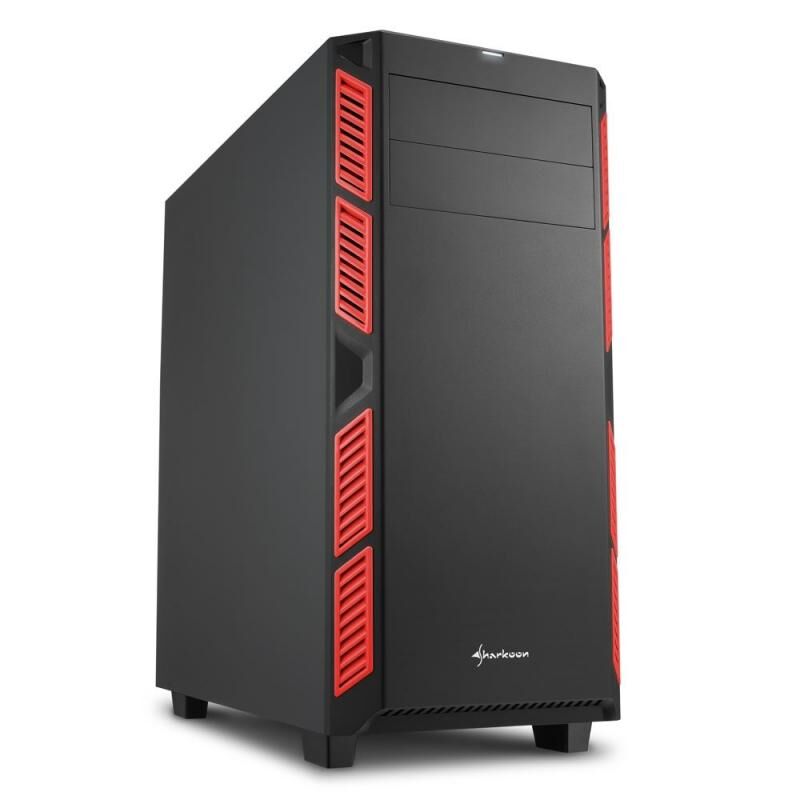 SHARKOON Belirgin Şekiller, Etkileyici Renkler Midi Tower Kasa AI7000SILENT-RED