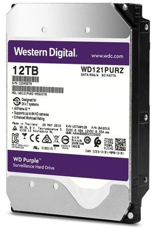 WD WD121PURZ 12TB Purple 7200RPM 256MB Sata 3.0 3.5'' Dahili Disk