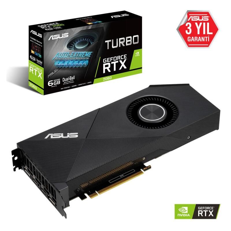 ASUS RTX2060 6GB 192B GDDR6 HDMI,DP Nvidia Ekran Kartı TURBO-RTX2060-6G