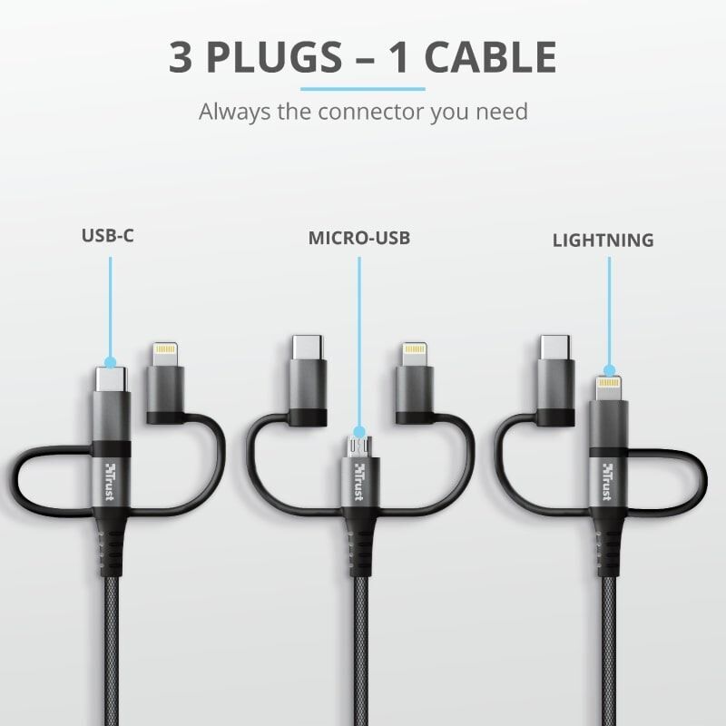 TRUST 23572 Keyla Extra-Strong 3-In-1 USB KABLO 1M