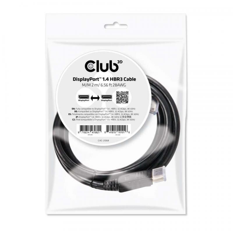 CLUB3D 2M DP 1.4-DP 1.4 HBR3 Görüntü Kablosu CAC-2068