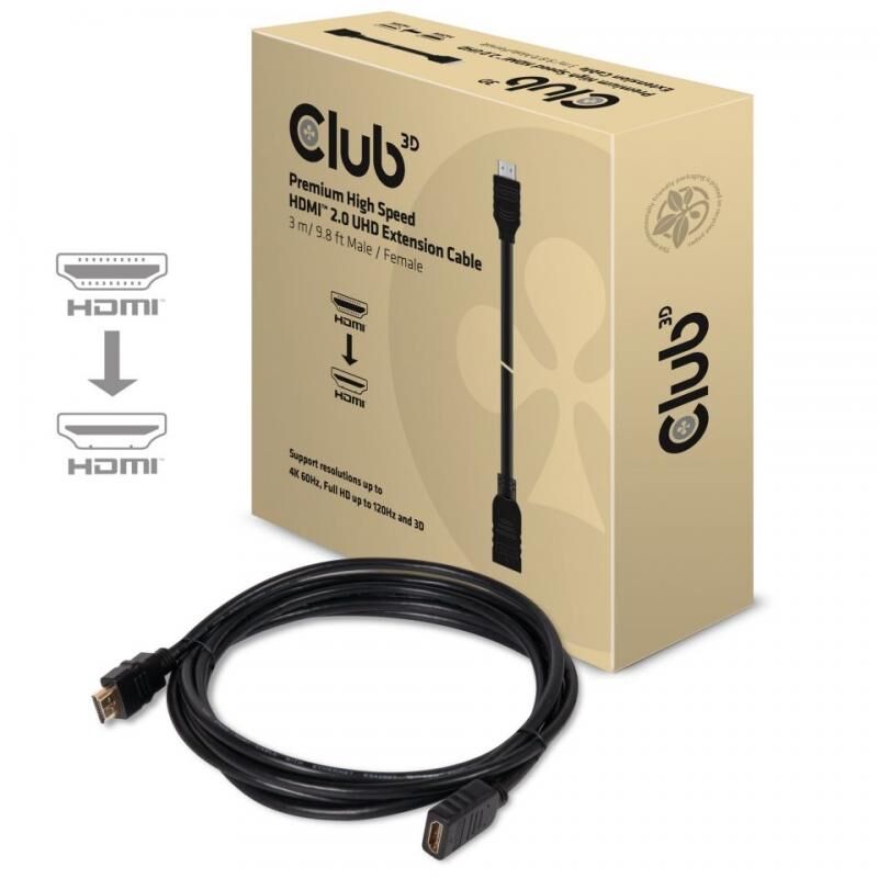 CLUB3D CAC-1321 3mt  Erkek / Dişi HDMI Uzatma Kablosu