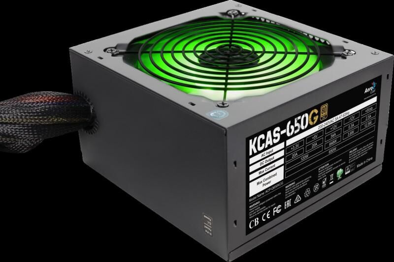 AEROCOOL 650W 12cm RGB Fan 80+ Gold Aktif PFC Gaming Güç Kaynağı