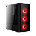 AEROCOOL AE-QRTZ-RD Powersız Pencereli Kırmızı LED Fanlı Midi Tower Siyah Kasa