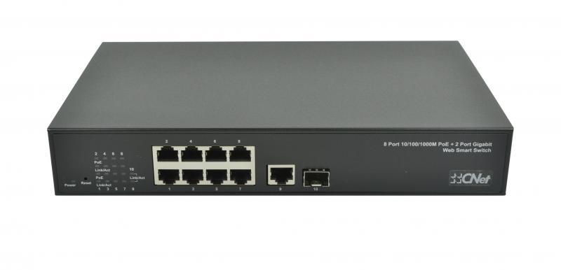 CNET CGS-802GSWP 8xPort Full Gigabit 1xRJ45 Uplink 1xSFP Smart PoE 130W Switch