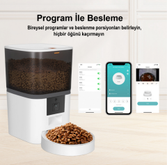 OVIOO QQ005  6lt Kameralı ve Uzaktan Wifi Bağlantılı Paslanmaz Kaseli Kedi ve Köpek Besleyici