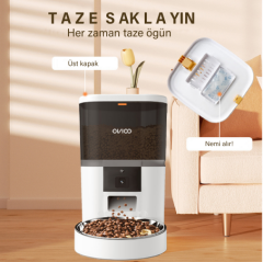 OVIOO QQ005  6lt Kameralı ve Uzaktan Wifi Bağlantılı Paslanmaz Kaseli Kedi ve Köpek Besleyici