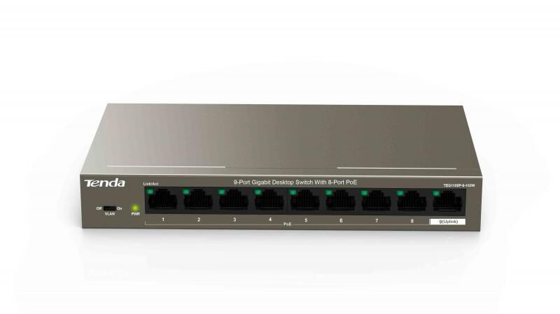 TENDA TEG1109P-8-102W 8 Port PoE 9 Port Masaüstü Switch