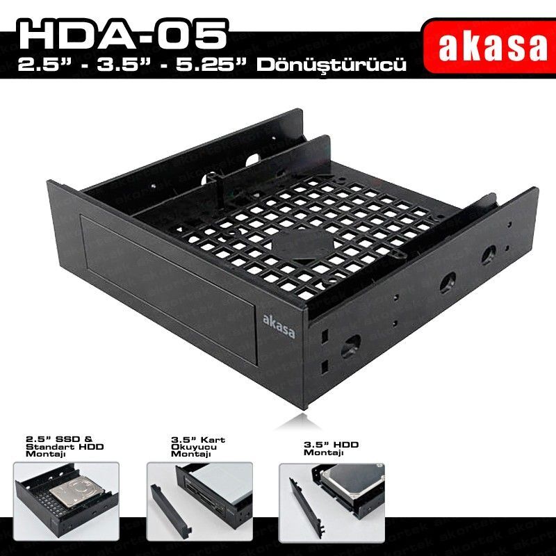 AKASA AK-HDA-05 5.25'' Multi-Fonksiyonel 2.5/3.5'' SSD/HDD Dönüştürücü