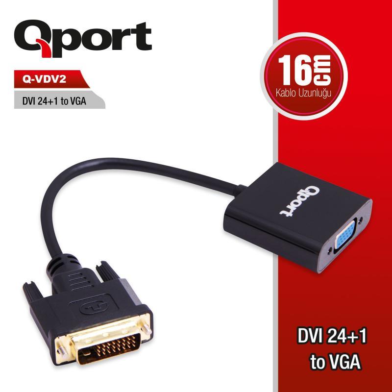 QPORT DVI 24+1 To VGA Aktif Çevirici Q-VDV2