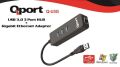 QPORT 3 PORT USB 3.0 ÇOKLAYICI  GIGABIT ETHERNET ADAPTOR Q-U3G