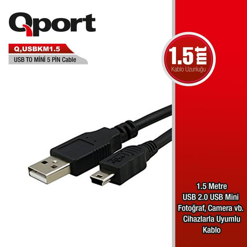 QPORT 1.5m USB Kamera Data ve Şarj Kablosu Q-USBKM1_5