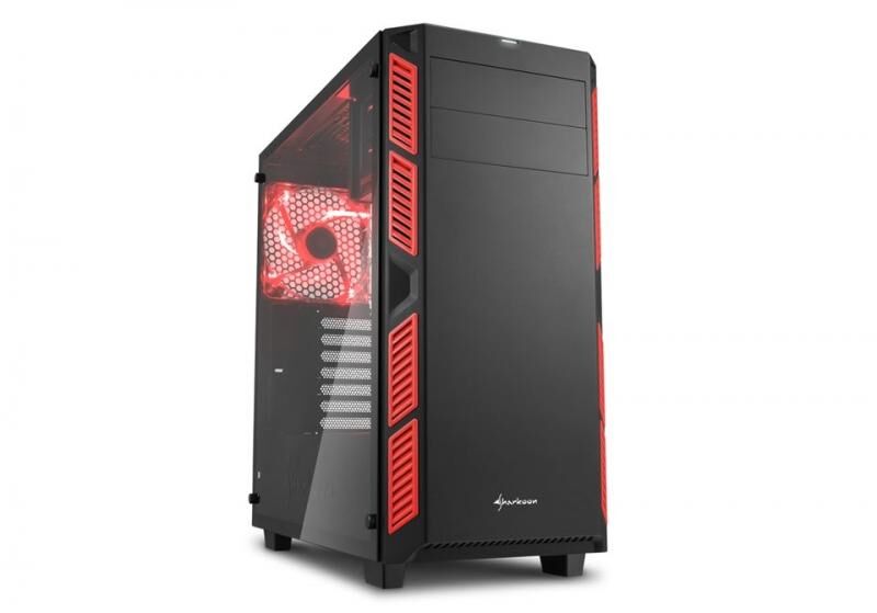 SHARKOON Belirgin Şekiller, Etkileyici Renkler Midi Tower Kasa AI7000GLASS-RED