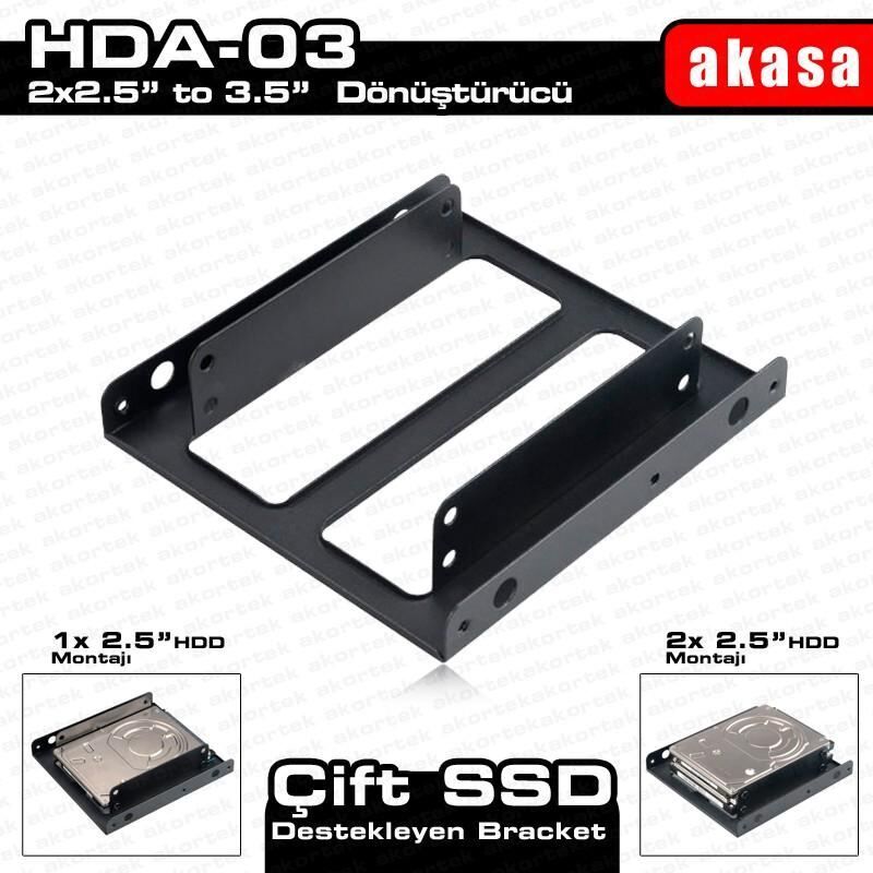 AKASA 2x2.5'' HDD/SSD Çift Yuvalı 3.5'' Dönüştürücü AK-HDA-03