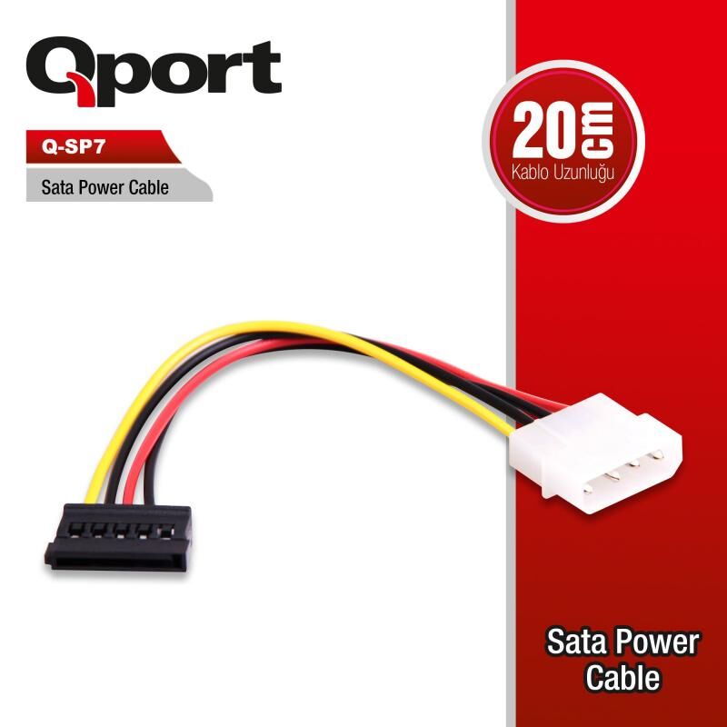 QPORT Sata Power Kasa İçi Güç Kablosu Q-SP7