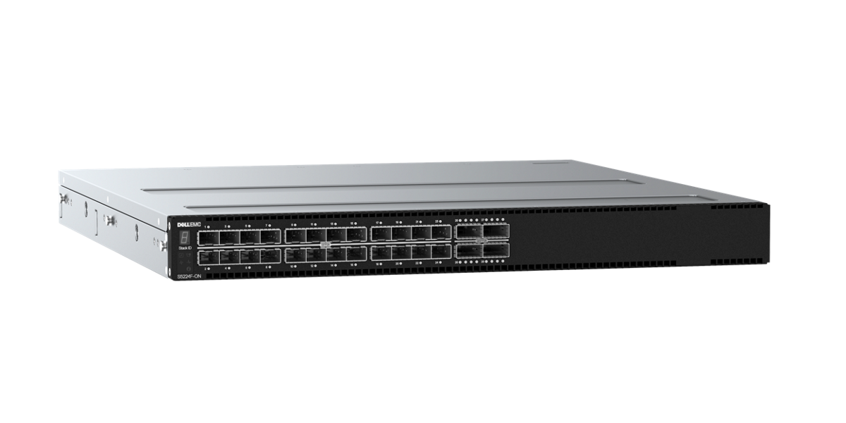 DELL DNS5224F S5224F-ON Switch, 24x 25GbE SFP28, 4x 100GbE QSFP28 ports, IO to PSU air