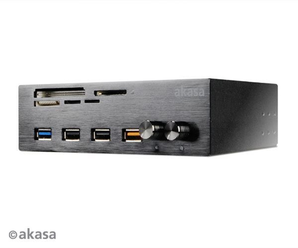 AKASA InterConnect USB 3.0 / 2xFan Kontolcü/Hızlı Şarj Portlu/5xKart Okuyucu