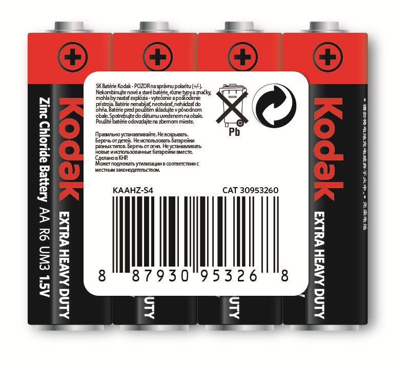 KODAK AA Shrink Çinko Karbon 4'lü Kalem Pil