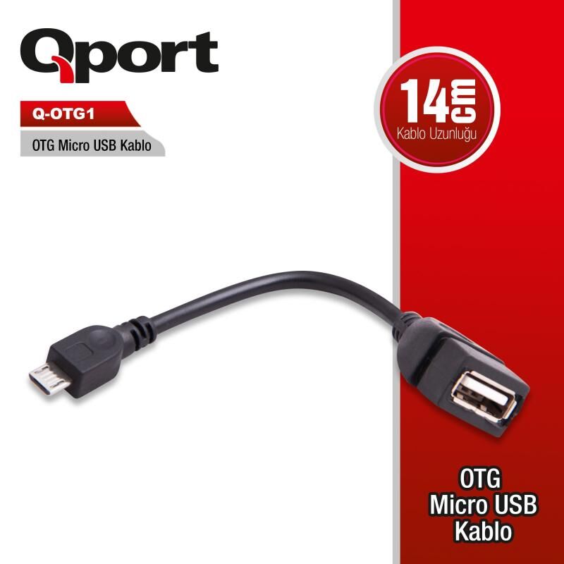 QPORT Telefon Tablet Uyumlu Micro USB2.0 OTG Çevirici Kablo Q-OTG1