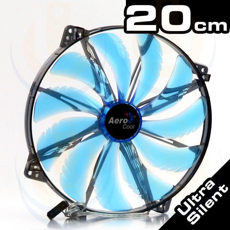 AEROCOOL 200mm Silent Master Mavi Ledli Şeffaf Sessiz Kasa Fanı