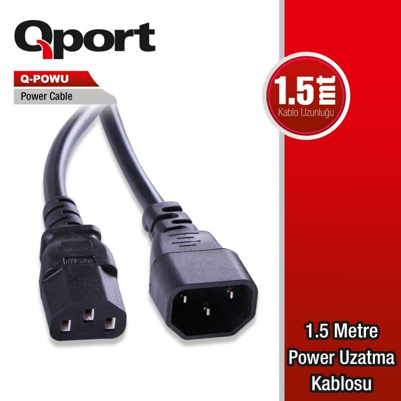 QPORT 1.5m Power Güç 25 Amper Uzatma Kablosu Q-POWU