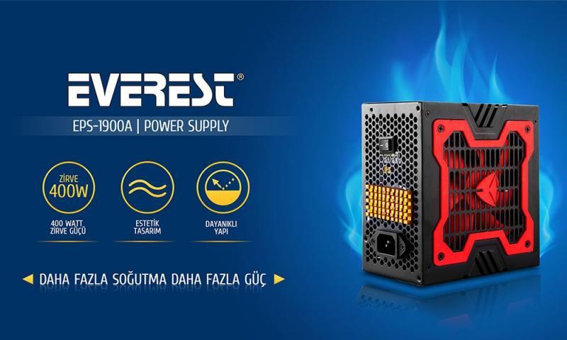 EVEREST 400W KUTULU 12CM FANLI 3XSATA 3XIDE POWER SUPPLY