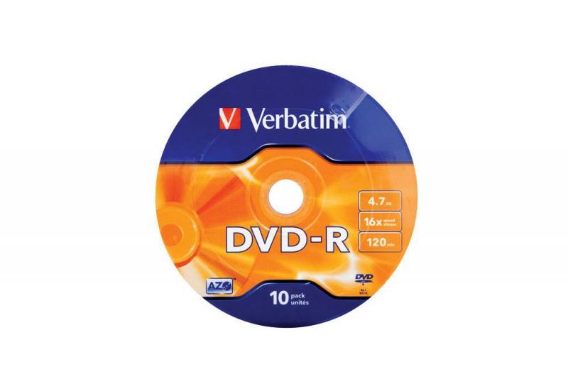 VERBATIM DVD-R 10 Adet 16x 4.7GB Mat Gümüş Yazılabilir DVD 43729