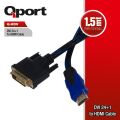 QPORT Q-HDV 1.8M DVI To HDMI 24+1 Converter Çevirici Kablo