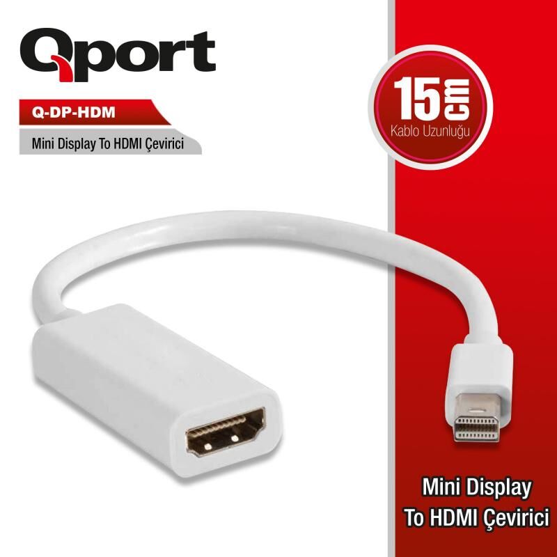 QPORT Mini Display Port To HDMI Çevirici Q-DP-HDM