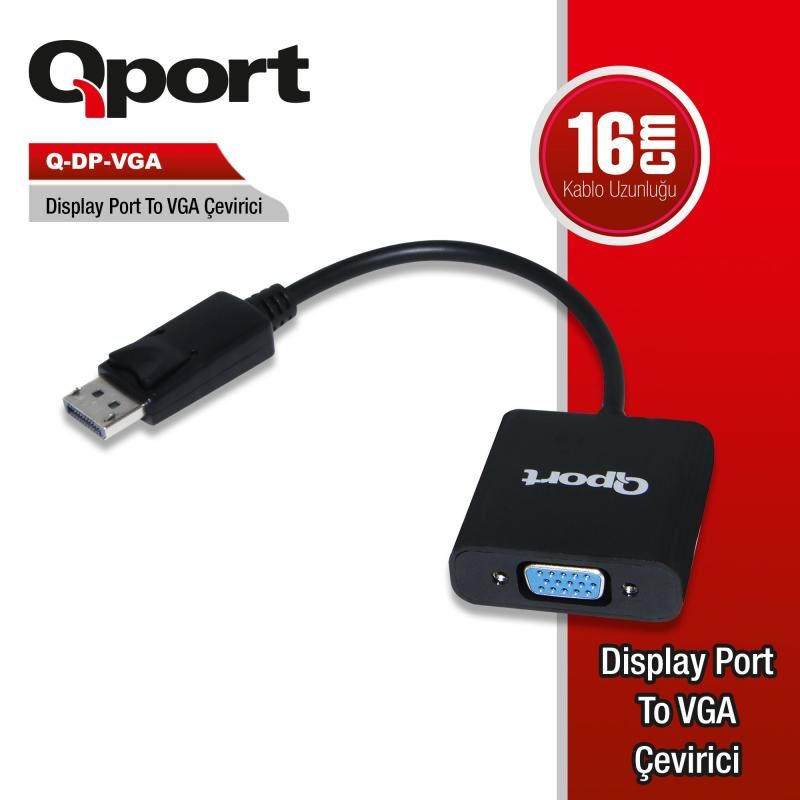 QPORT Display Port to Vga Çevirici Converter Q-DP-VGA