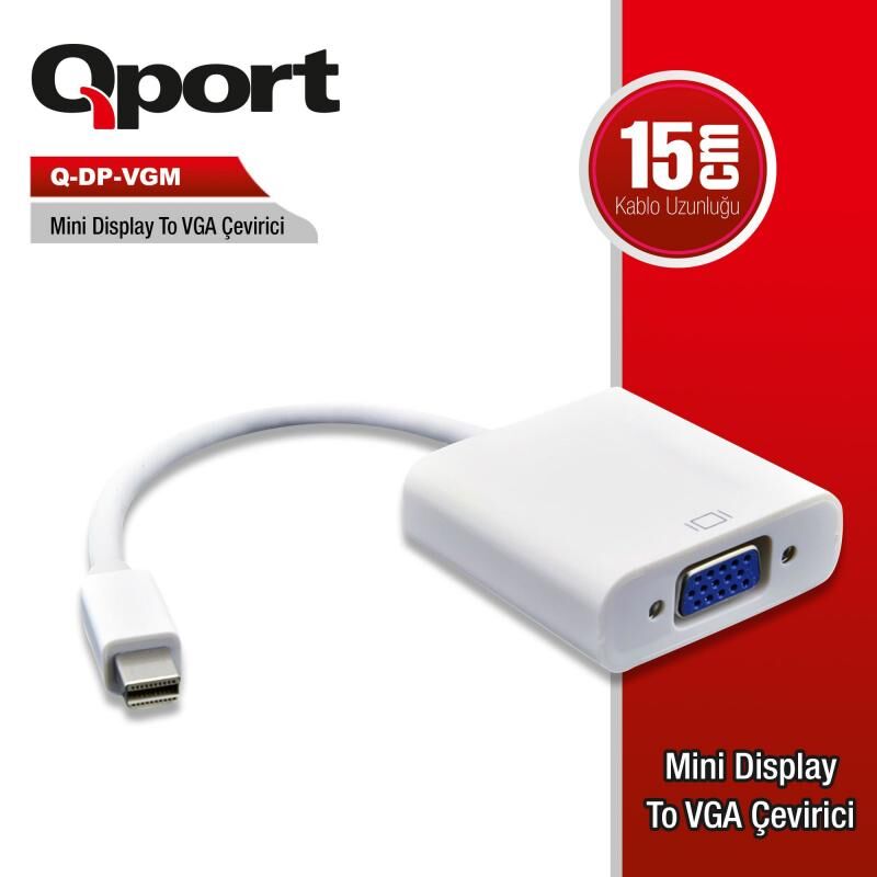 QPORT Mini Display Port To VGA Çevirici Converter Q-DP-VGM