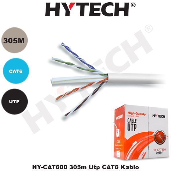 HYTECH HY-CAT600 Cat6 305m UTP Gri Network Kablosu