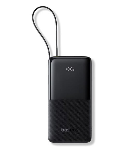 Baseus Bipow 2 Digital Display Power Bank With Built-in USB-C Cable 10000mah 20W - Siyah