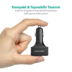 RAVPOWER RP-VC003 54W 4 Port QC 3.0 Hızlı Araç Şarjı Siyah