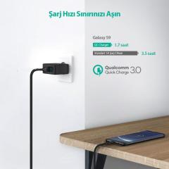 RAVPOWER RP-PC006 30W İki Port QC3.0 Hızlı Şarj Cihazı Siyah