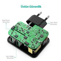 RAVPOWER RP-PC006 30W İki Port QC3.0 Hızlı Şarj Cihazı Siyah
