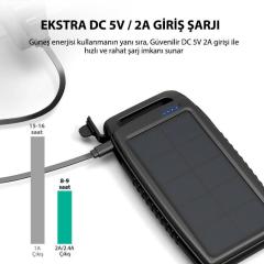 RAVPOWER RP-PB003 15000mAh IPX4 Outdoor Güneş Enerjili ve Led Işıklı Taşınabilir PowerBank