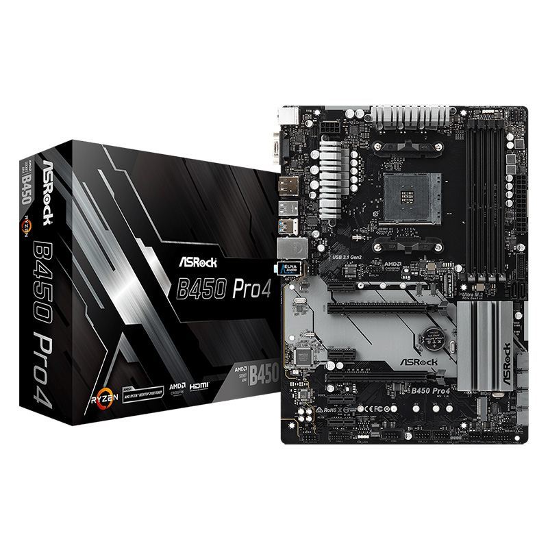 ASROCK AMD B450 PRO4  4X DDR4 3200+(OC) 1X ULTRA M2 AM4 ATX ANAKART ASRB450-PRO4